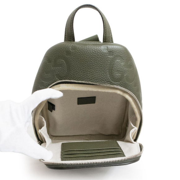 Gucci Jumbo GG Crossbody Shoulder Bag khaki Green Leather - Picture 3 of 9